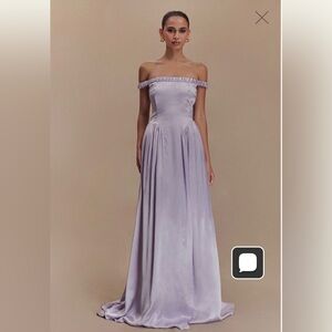 Meshki One-Shoulder Lavender Satin Evening Gown